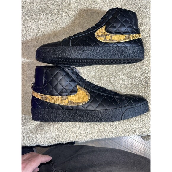 Nike Sb Zoom Blazer Mid Qs Dv5078-001 Size 13 Black Snakeskin Supreme Collab main image 9